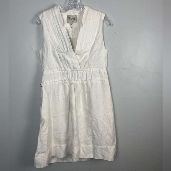NWT Sea New York Women's Sleeveless V Neck Mini Dress White Size 4 Designer - Picture 1 of 6